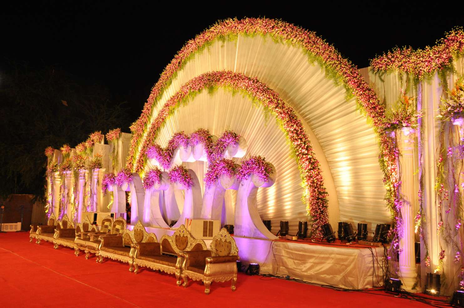 Large wedding stage and guest lounge